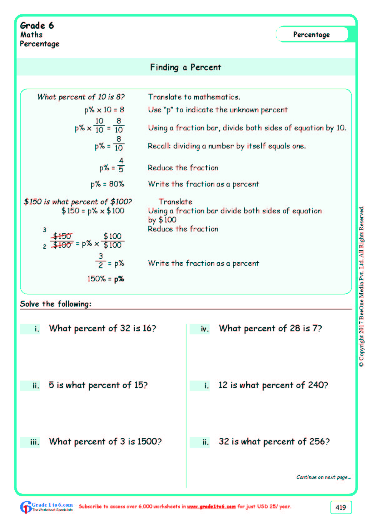 Free Math Worksheets For Grade 6 class 6 IB CBSE ICSE K12 And All Curriculum