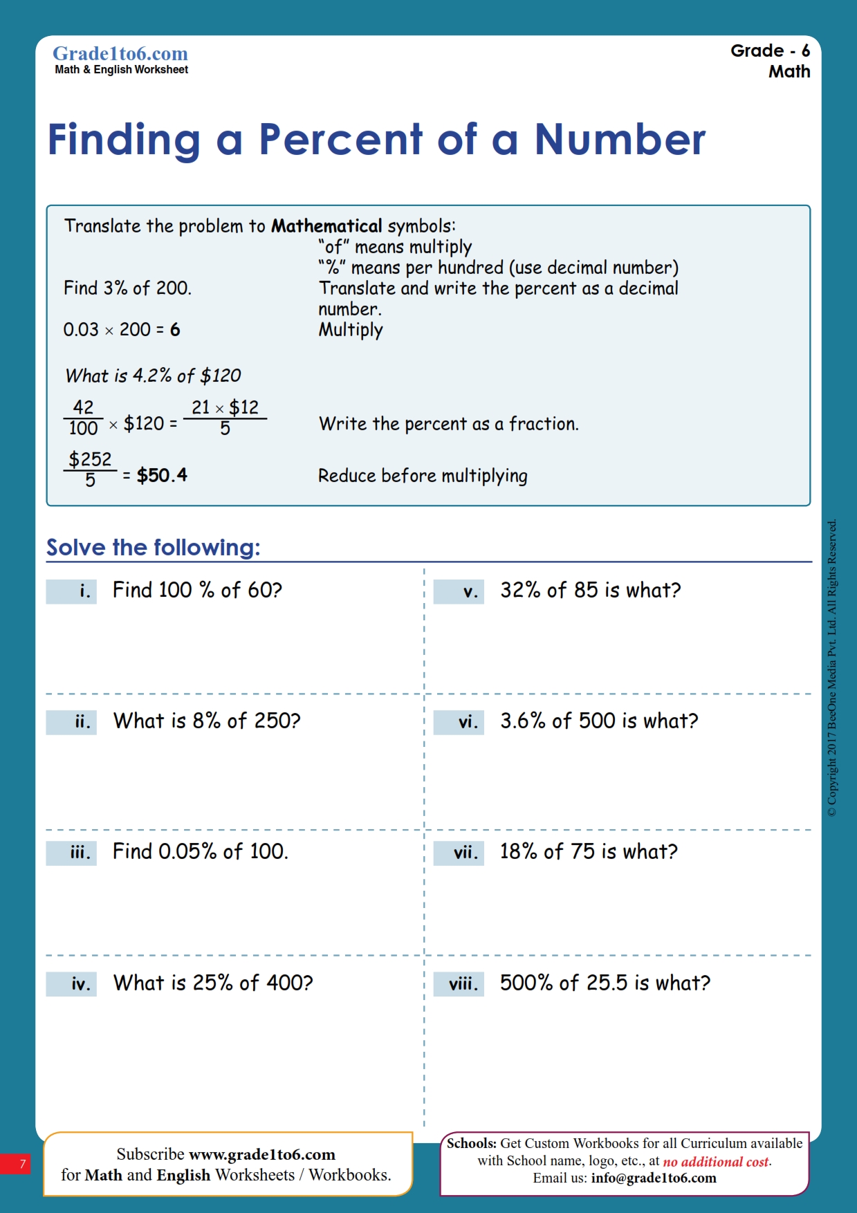 Grade 6 Geometry Worksheets Free Printable K5 Learning Free Printable Percentage Of Number