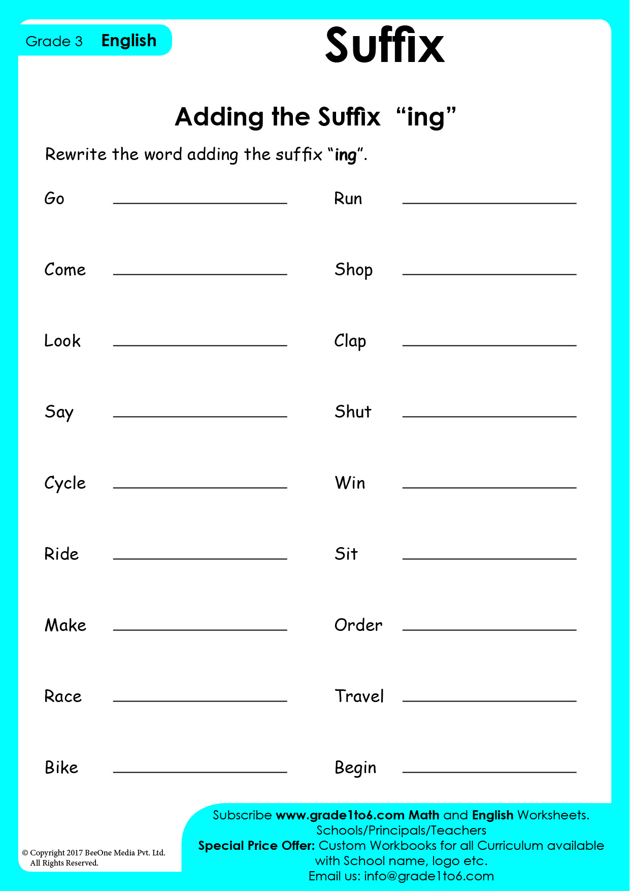 Suffix Worksheets Grade 3 Grade1to6