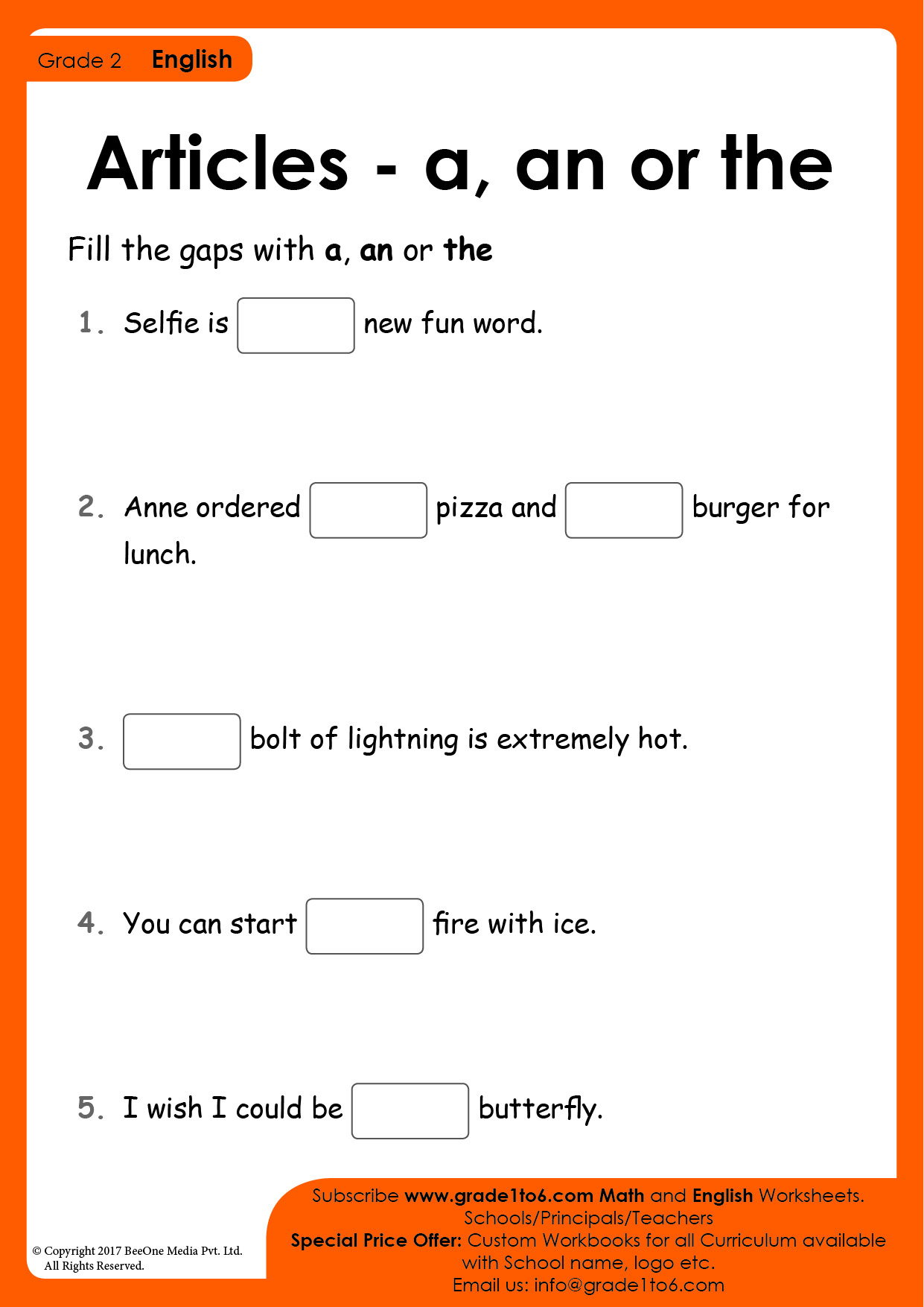 article worksheet of class 2