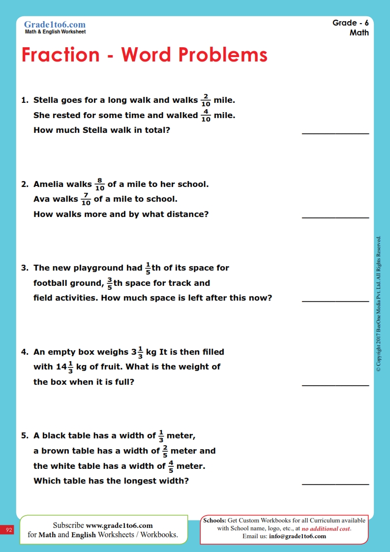 6th Grade Math Word Problem Worksheets Worksheets For Kindergarten