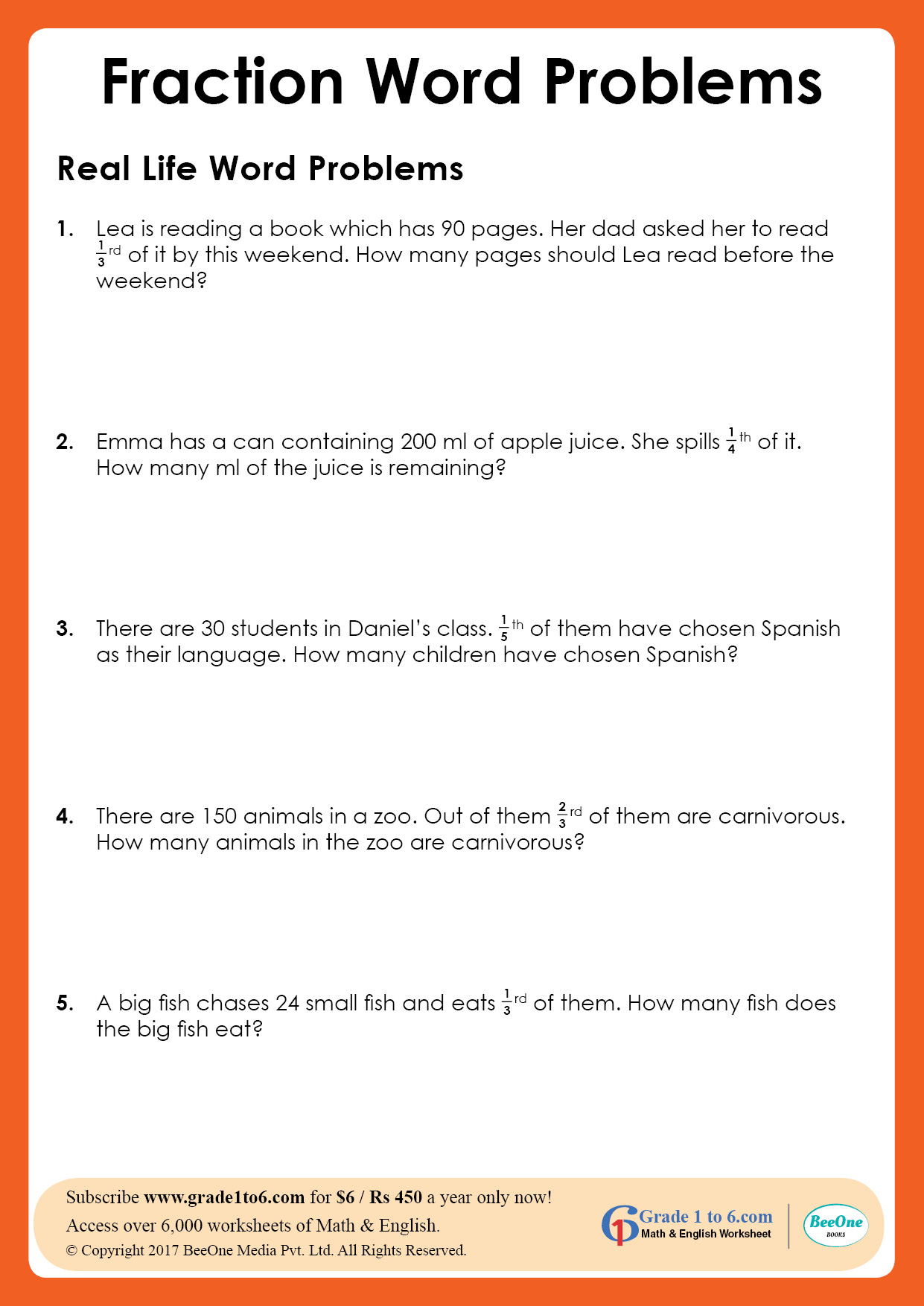 grade 3 fractions word problems worksheets grade1to6 com