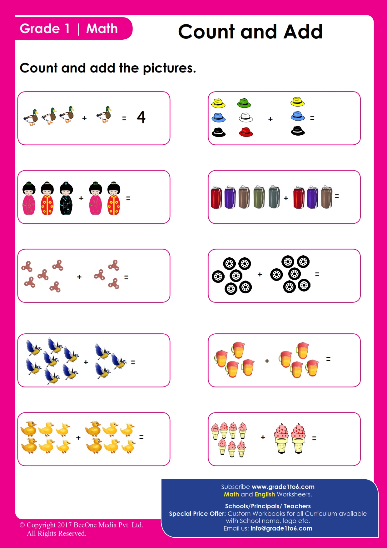 Counting objects worksheet | Grade1to6.com