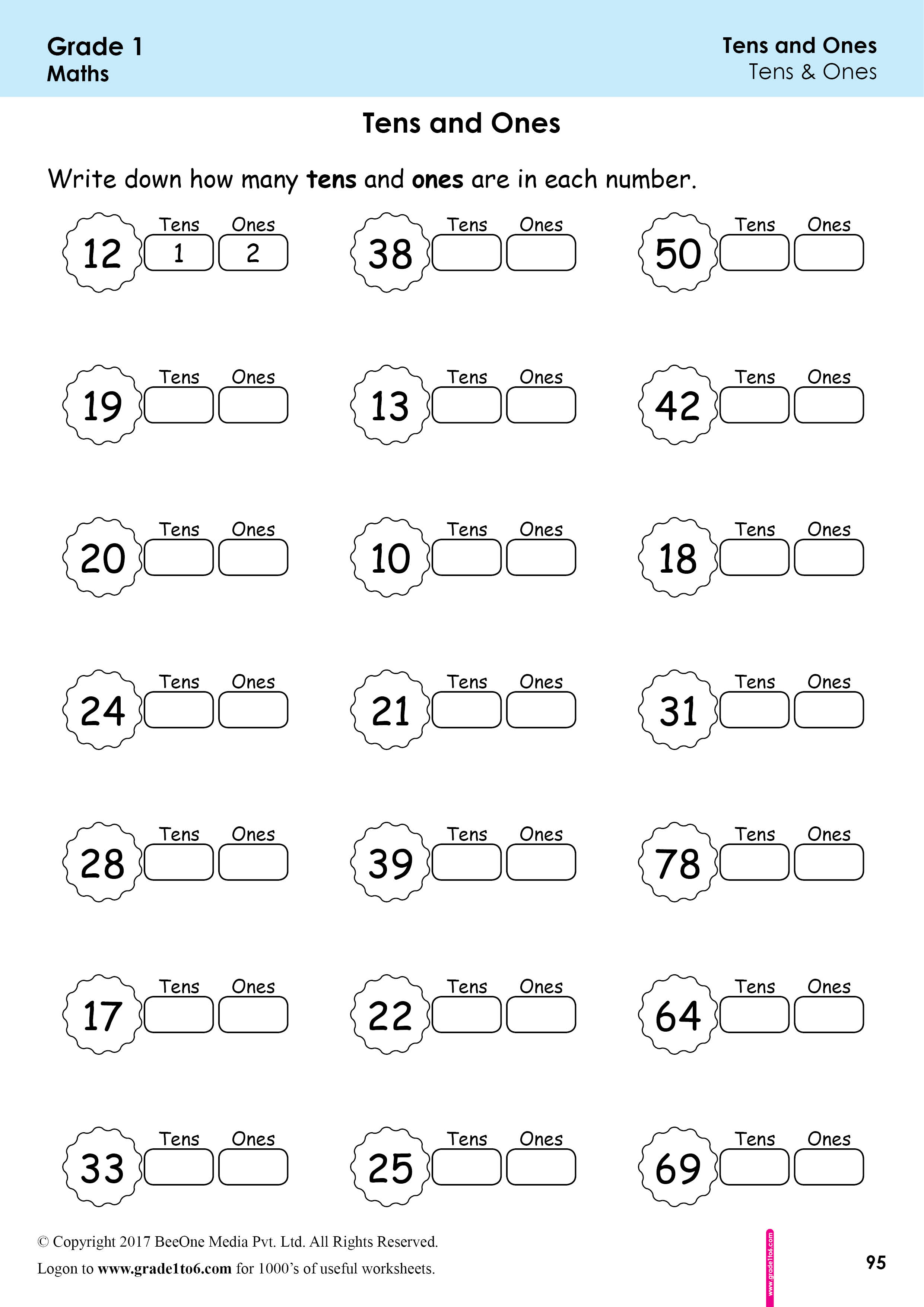 first-grade-class-1-tens-ones-worksheets-grade1to6