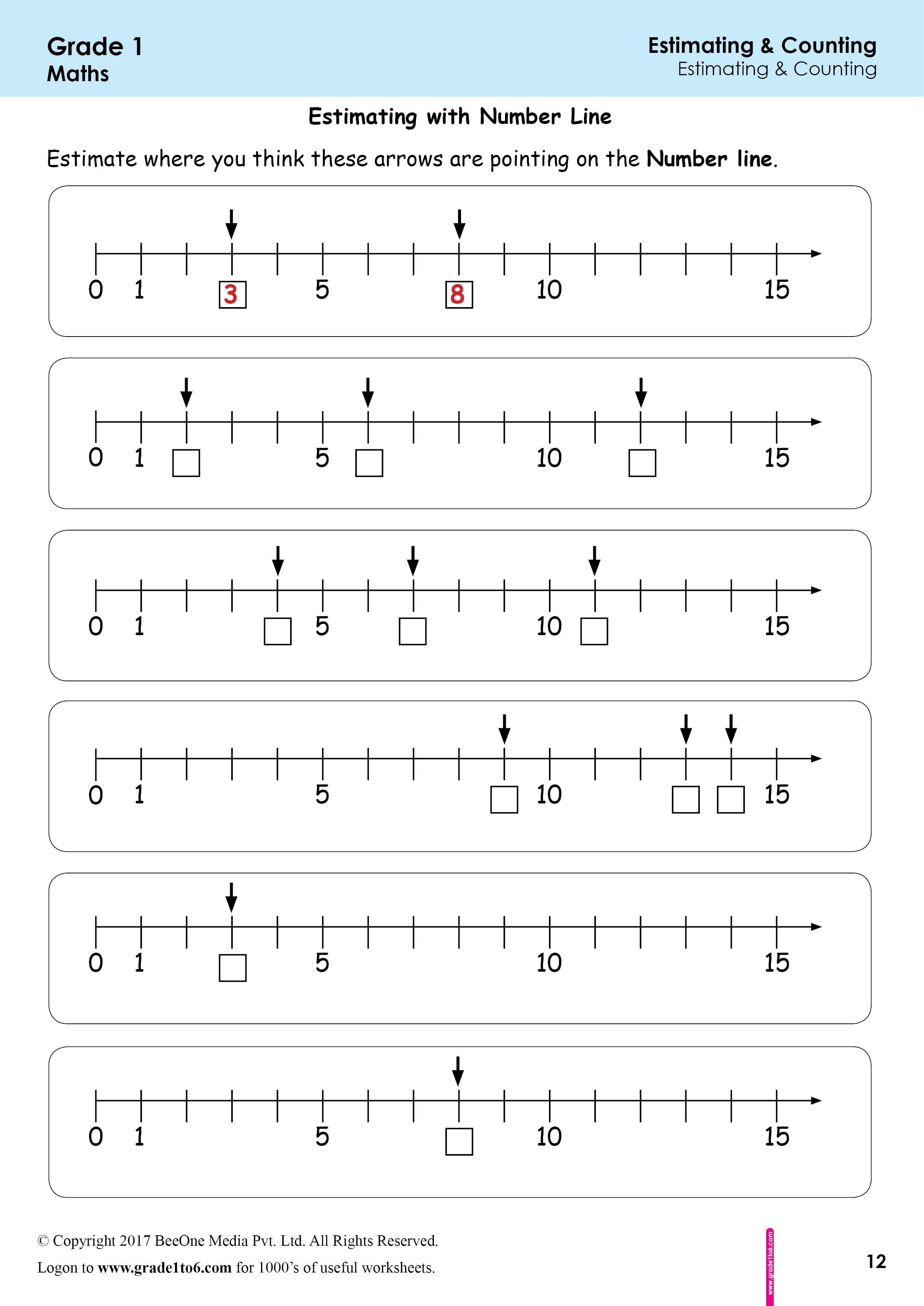 Counting Estimating Worksheets www grade1to6