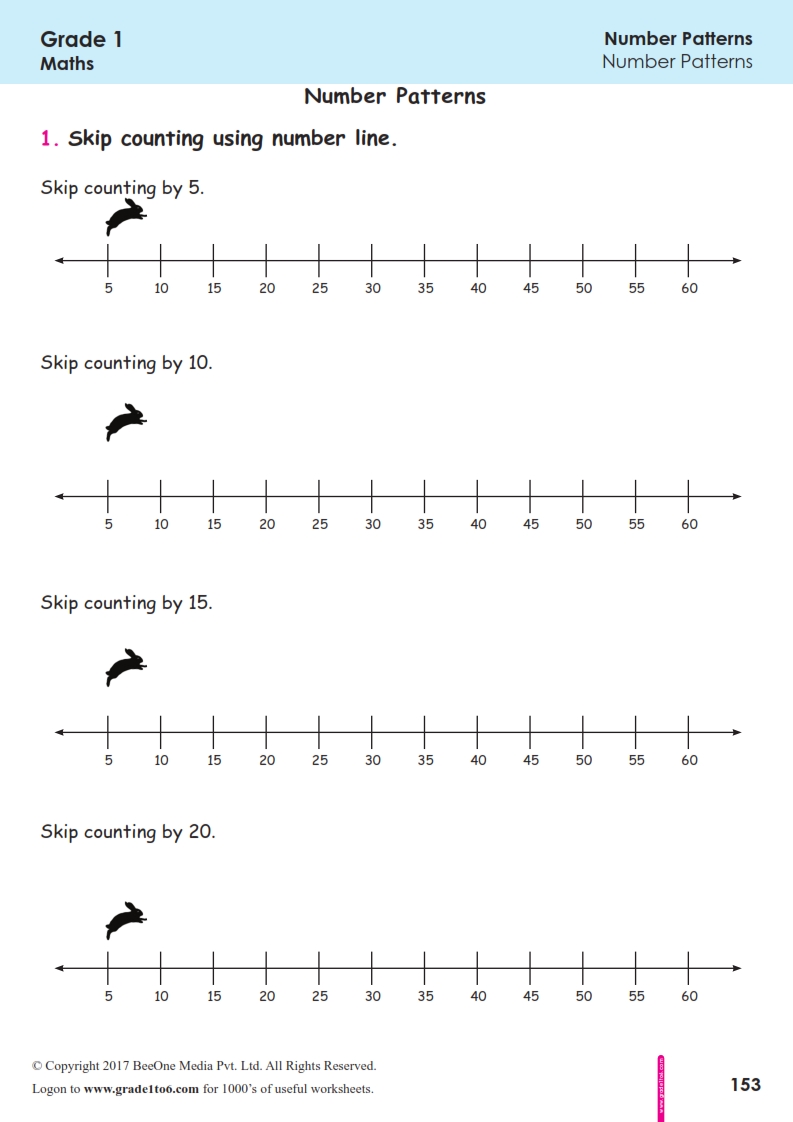 First Grade| Class 1 Skip Counting Worksheets|grade1to6.com