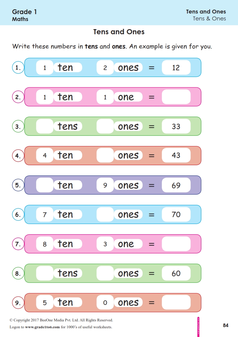 Tens And Ones Worksheet For Class 1 1st Grade Math Wo - vrogue.co