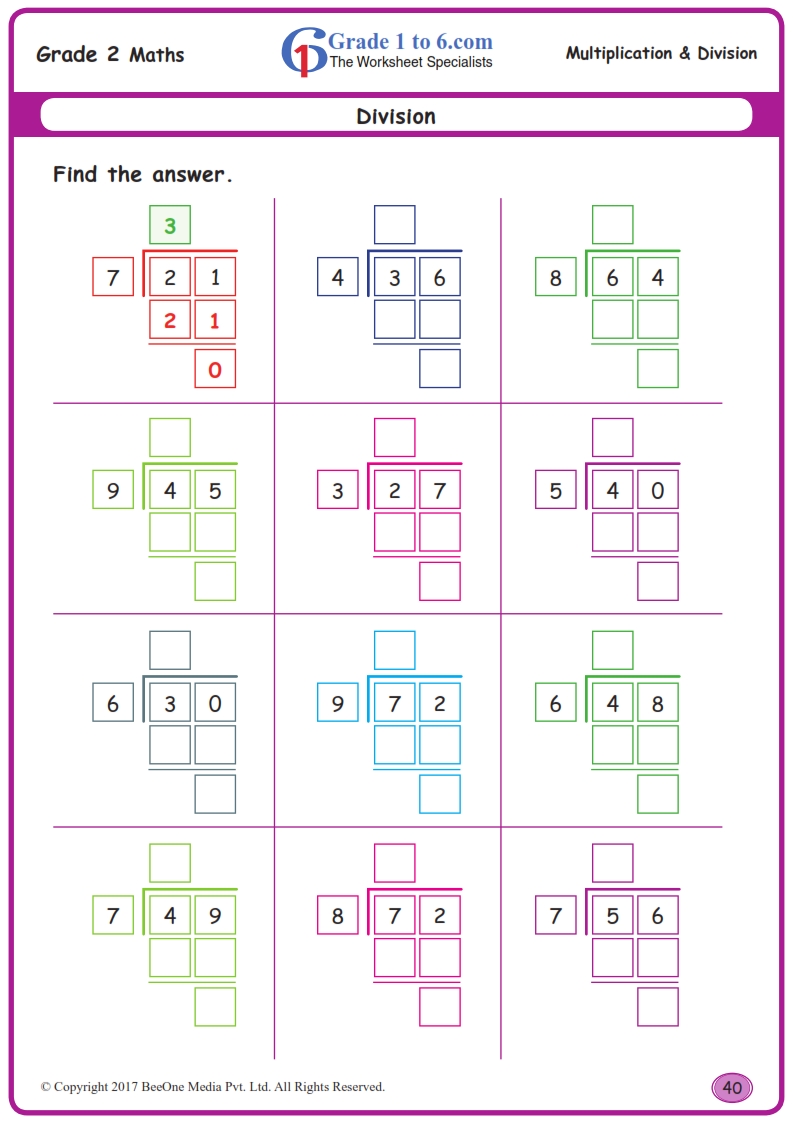 Grade 2 Division Worksheets www grade1to6