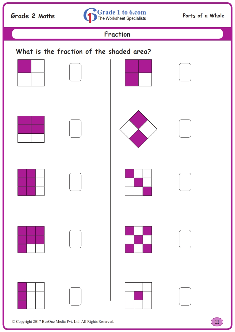 2nd Grade Fractions Worksheets www grade1to6