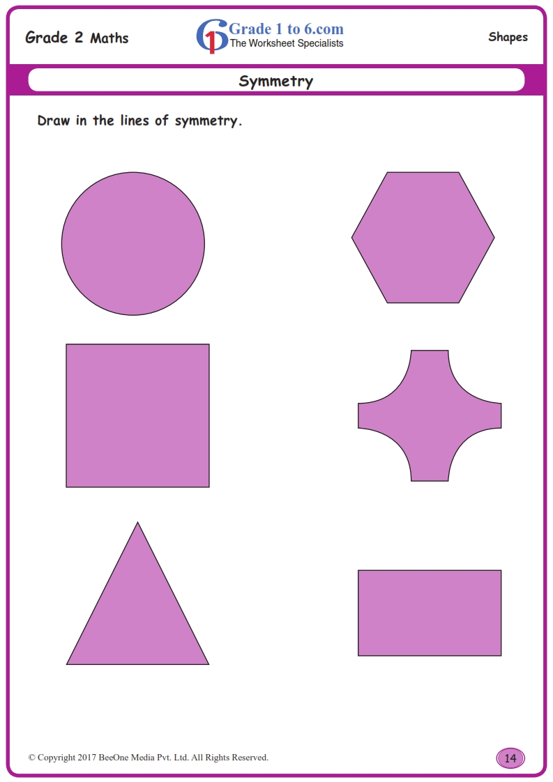 Drawing Lines of Symmetry Worksheets|www.grade1to6.com