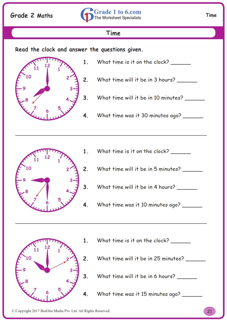 Word Problems In Time Worksheets www grade1to6