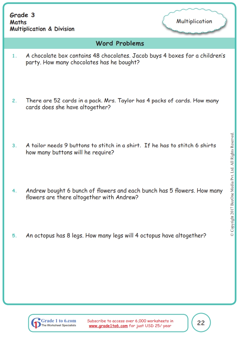grade 3 word problems worksheets www grade1to6 com