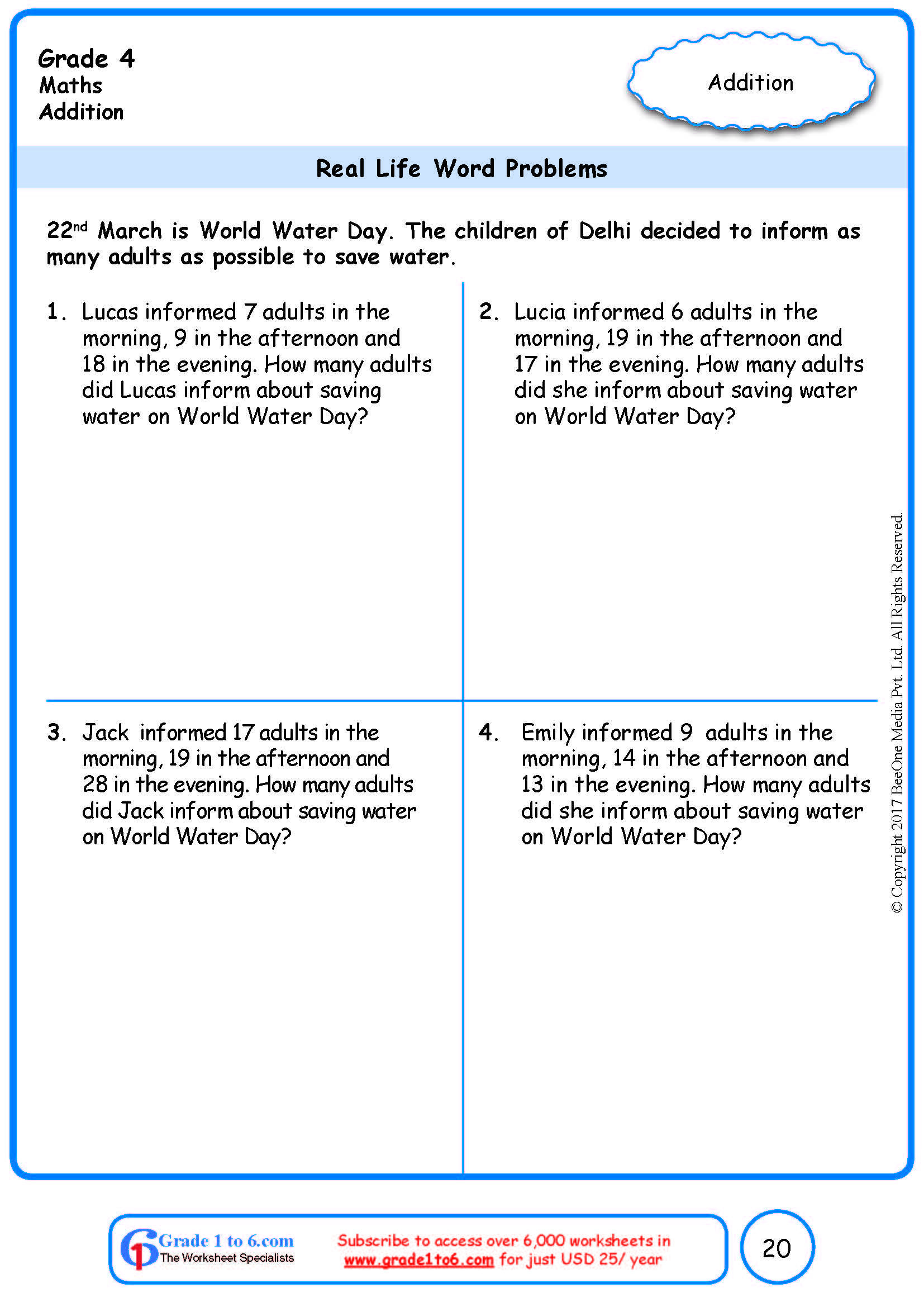 Word Problems In Subtraction Grade 4 Worksheets www grade1to6