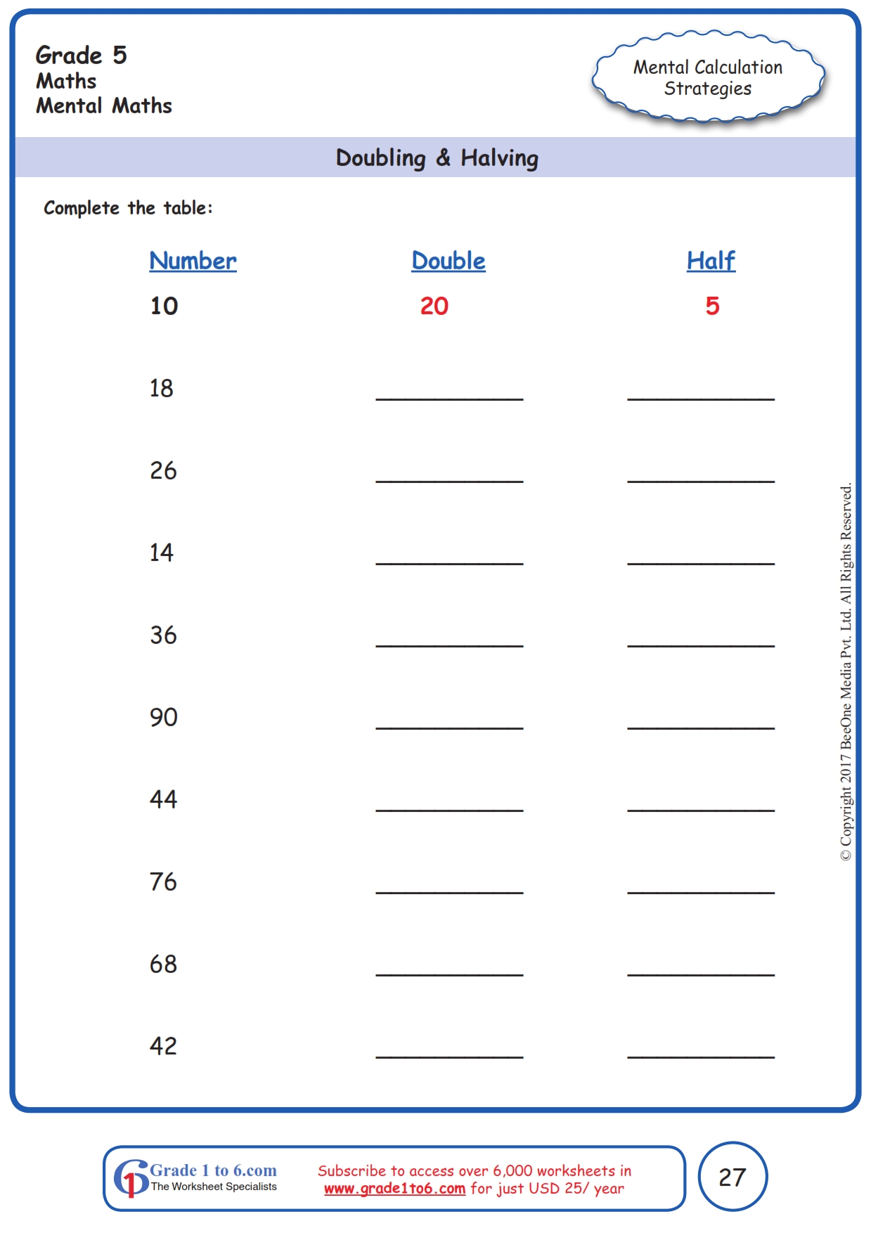 Ks1 Doubling And Halving Worksheet Primary Resources Halving Small Numbers 2 Fraction
