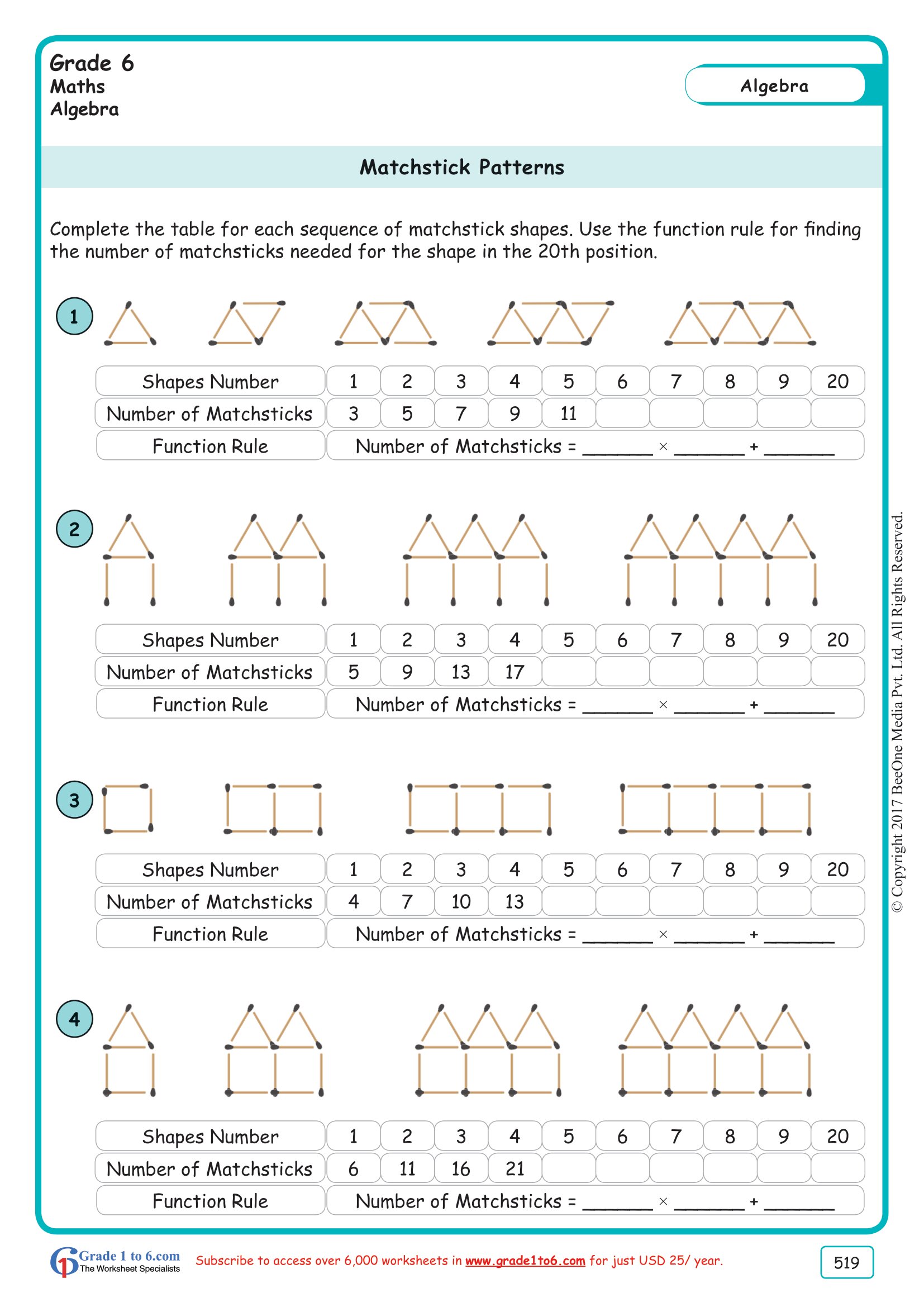 Algebra Worksheet For Class 6 Free Printable Basic Math Worksheets Activity Shelter Order